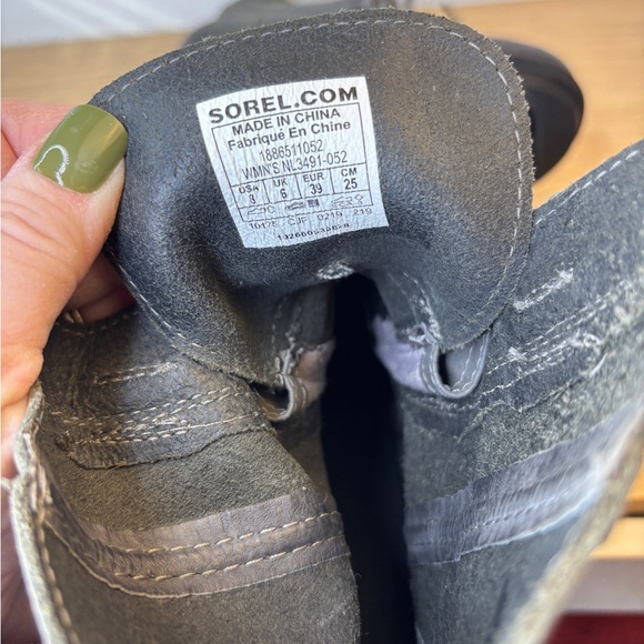 Sorel Lea Wedge Boots Womens Charcoal Grey Leather Lace Up Ankle Booties Size 8 - Picture 10 of 11